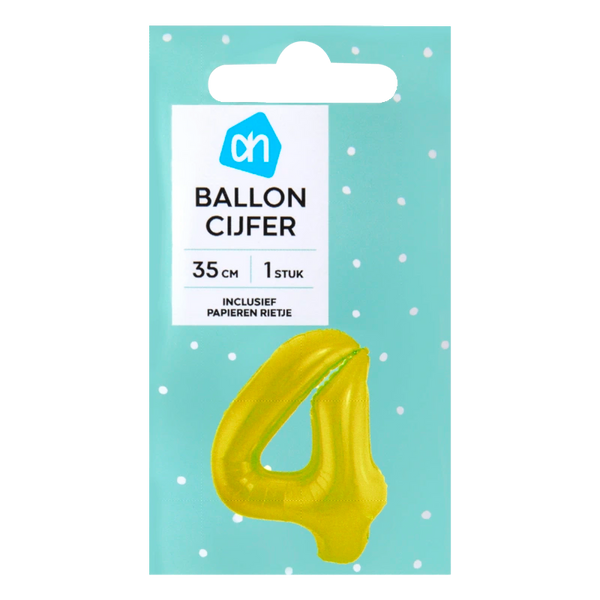 Folienballon Nr. 4 gold 36cm