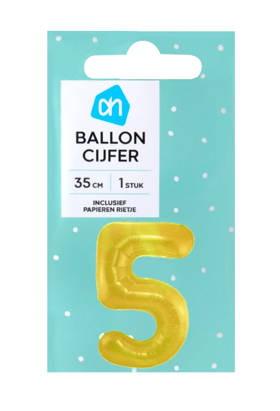 Folienballon Nr. 5 Gold 36 cm