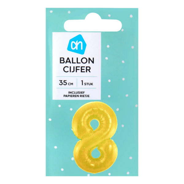 Folienballon Nr. 8 gold 36cm