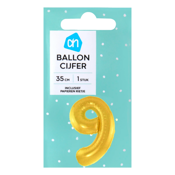 Gold foil balloon no. 9 36cm