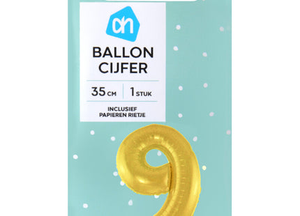 Folieballon nr 9 goud 36cm