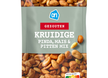 Kruidige pinda, mais en pitten gezouten