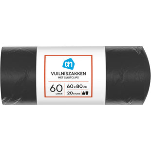 Vuilniszakken 60l met sluitclip