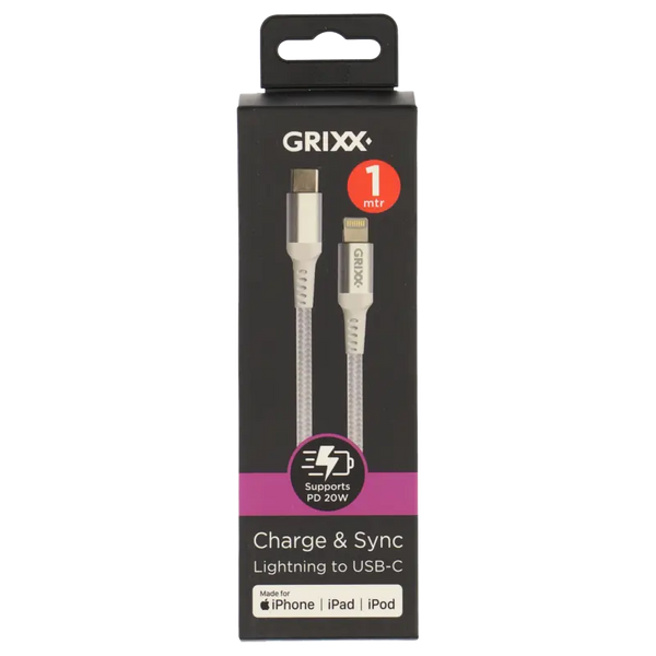 Grixx Lightning to USB-C white 1 meter