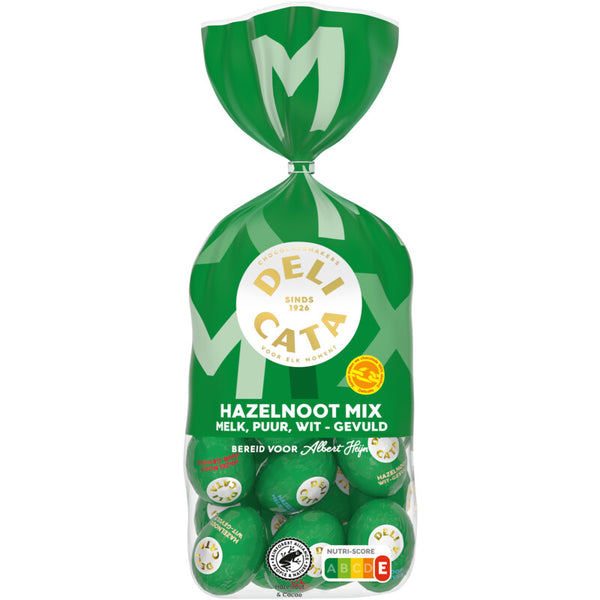Delicata Paaseitjes hazelnoot mix melk, puur, wit