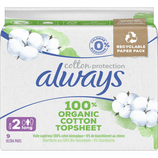 Always Maandverband organic cotton long plus