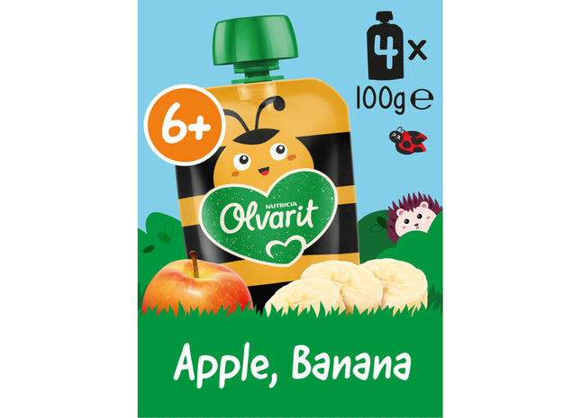 Olvarit Knijpfruit appel banaan 6m+ 4-pack
