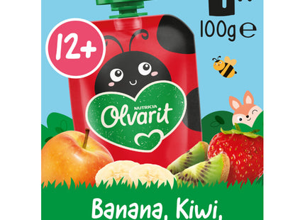 Olvarit Knijpfruit banaan kiwi aardb 12m+ 4-pack