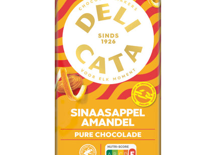 Delicata Reep pure chocolade sinaasappel amandel