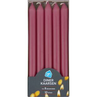 Dinerkaarsen oud roze 8 branduren