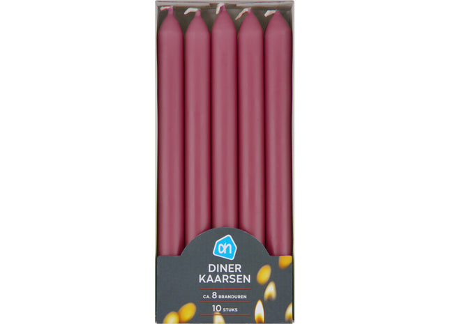 Dinerkaarsen oud roze 8 branduren