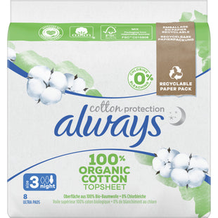 Always Maandverband organic cotton night