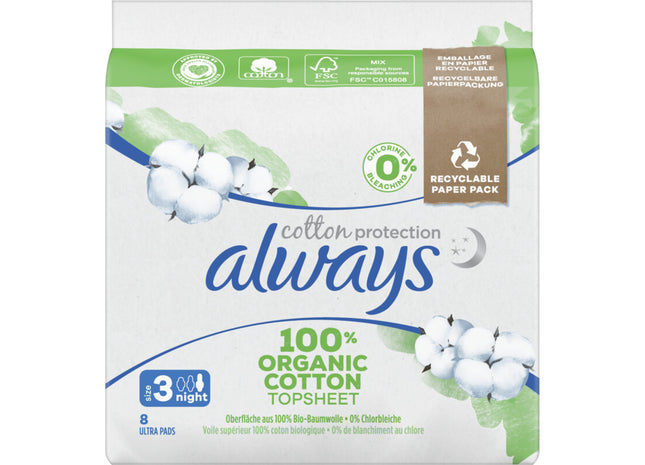 Always Damenbinde aus Bio-Baumwolle für die Nacht