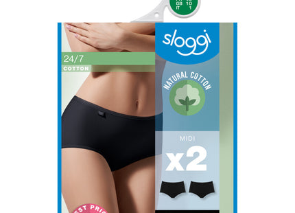 Sloggi Dames midi 2-pack zwart 38