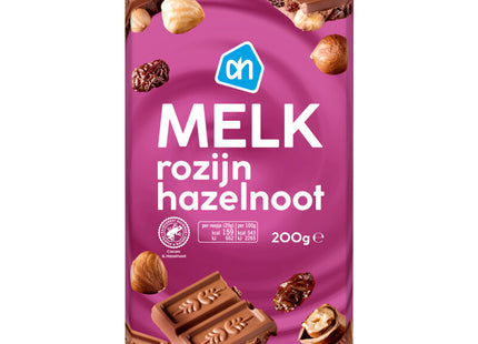 Bar of milk hazelnut raisin
