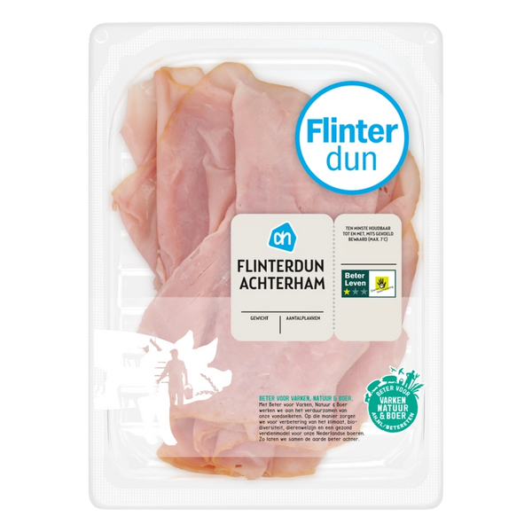 Paper-thin cooked ham
