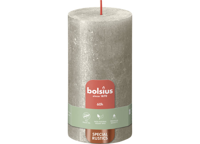 Bolsius Rustieke kaars shimmer champagne 13cm