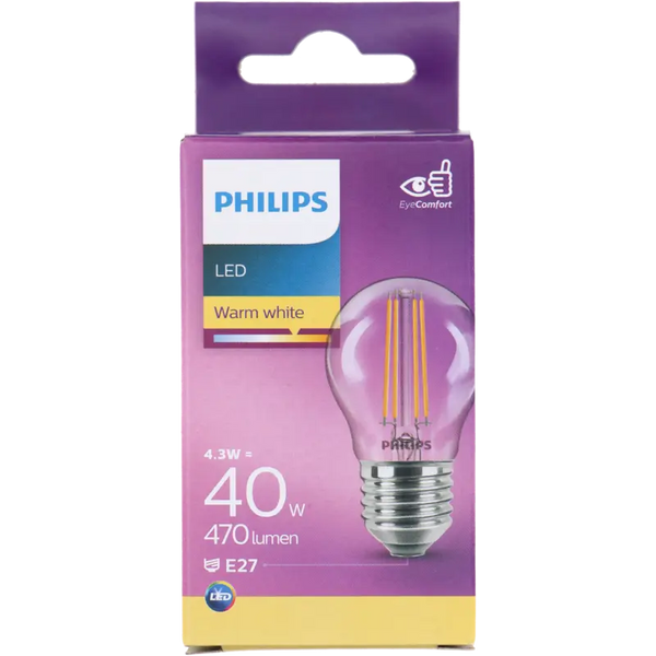 Philips LED filament globe clear E27 40W