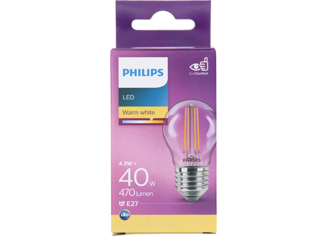 Philips Led fil kogel helder E27 40W