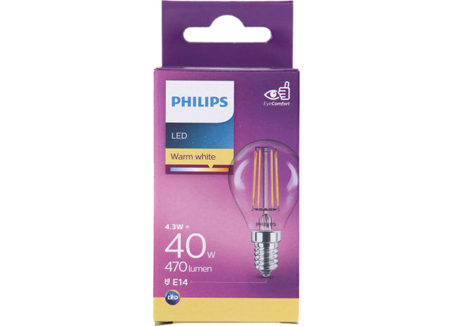 Philips Led fil kogel helder E14 40W