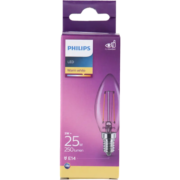 Philips LED Filament-Kerze klar E14 25W