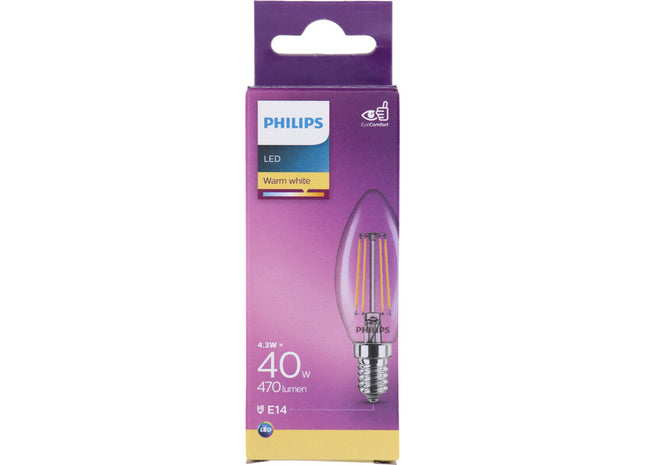 Philips Led fil kaars helder E14 40W
