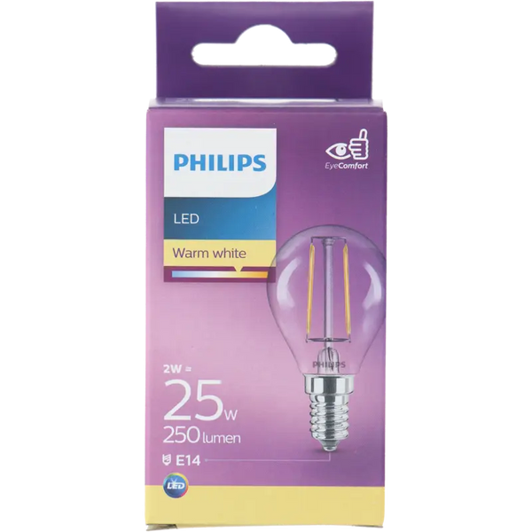 Philips LED filament globe clear E14 25W