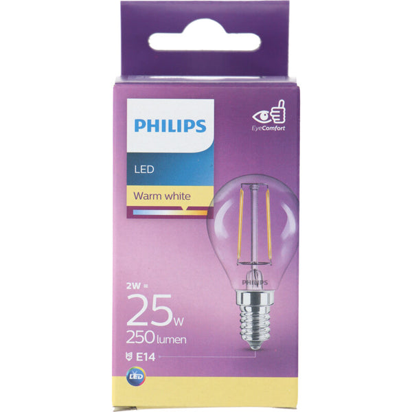 Philips LED Glühbirne Kugel klar E14 25W
