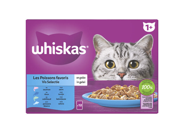 Whiskas 1+ Vis selectie in gelei