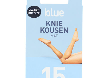 Blue Knee high socks matt black 15 denier