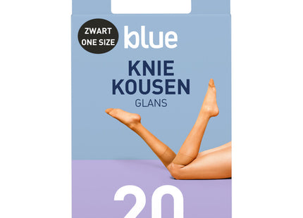 Blue Kniekousen glans zwart 20 denier