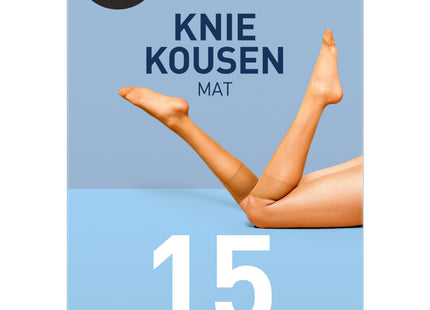 Blue Kniekousen mat zwart 15 denier