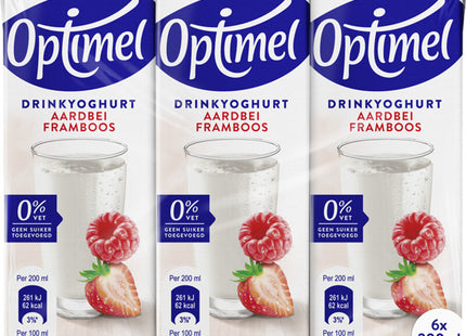 Optimel Langlekker drinkyoghurt aardbei framboos