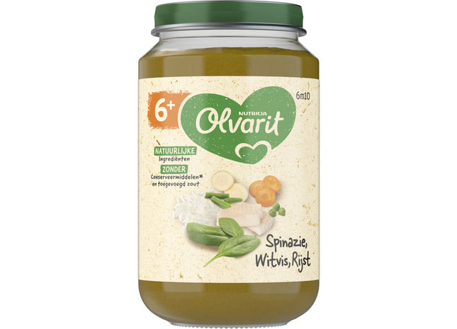 Olvarit Spinazie witvis rijst 6m+  Dutchshopper