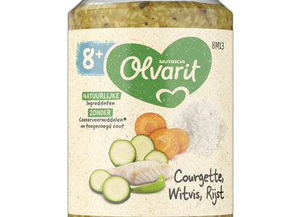 Olvarit 8+ months zucchini white fish rice