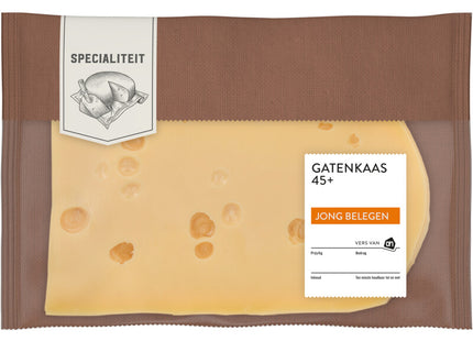 Cheese with holes, young matured 45+ slices