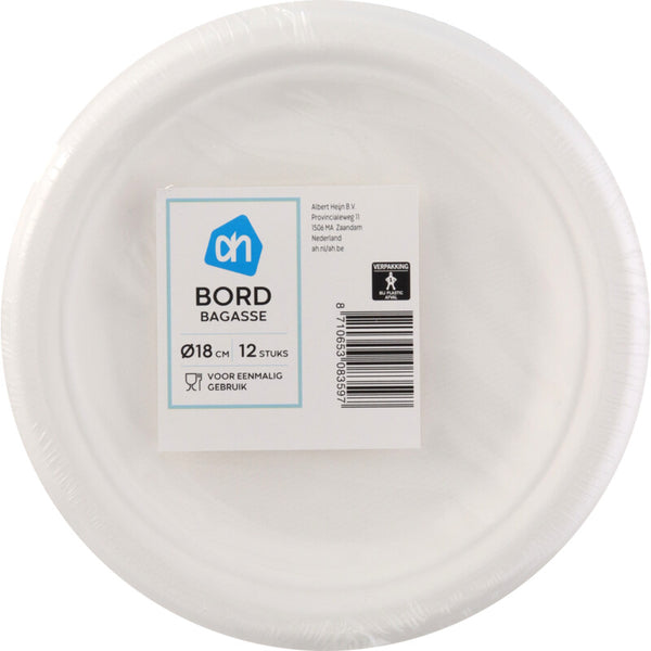 Bord rond wit bagasse 180mm