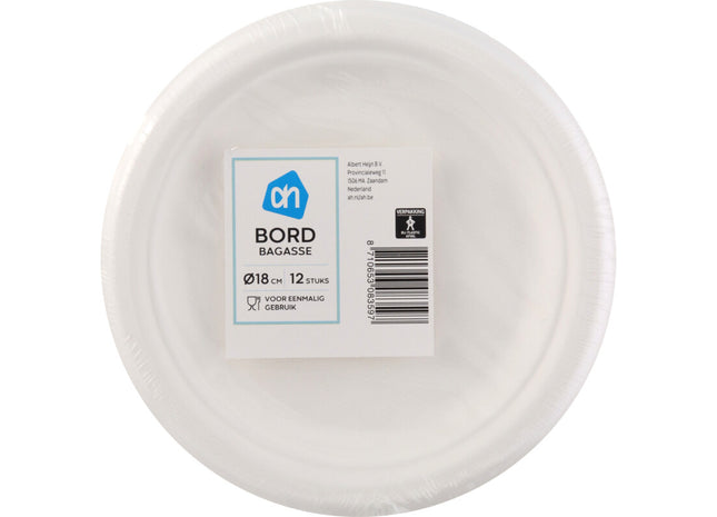 Bord rond wit bagasse 180mm
