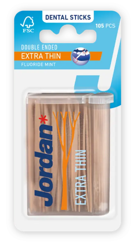 Jordan dental sticks fluoride mint extra thin