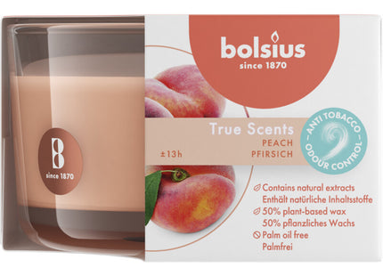 Bolsius Geurglas true scents anti tabak peach