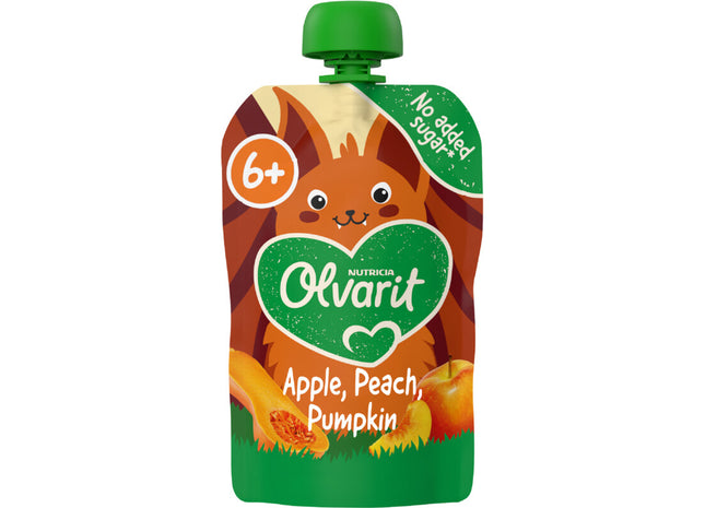 Olvarit Knijpfruit apple, peach, pumpkin 6m+