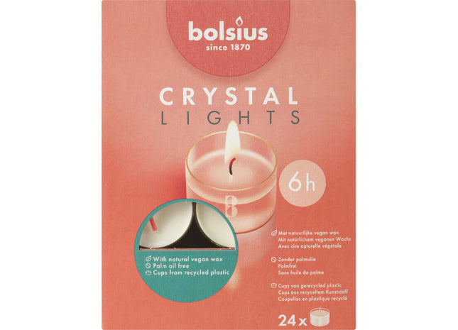 Bolsius Waxinelichtjes clear cup 6 branduren