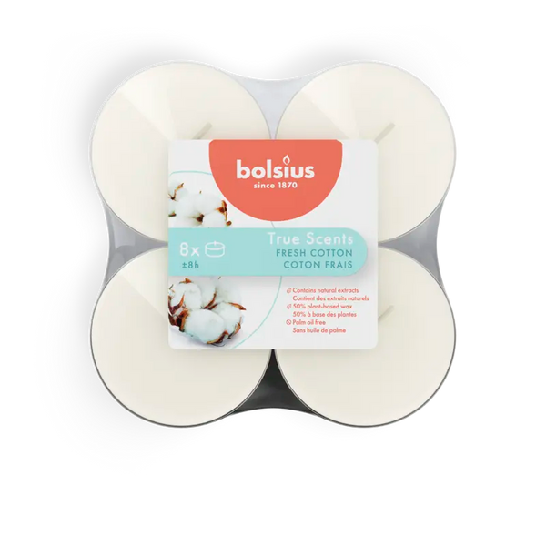 Bolsius True scents fresh cotton 8uurs