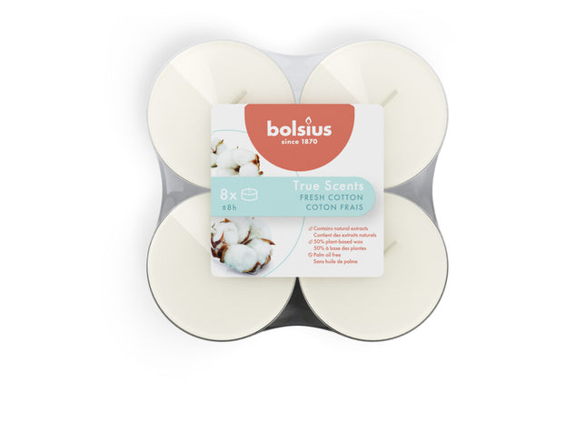 Bolsius True scents fresh cotton 8uurs