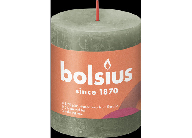 Bolsius Rustieke kaars olijfgroen 8cm