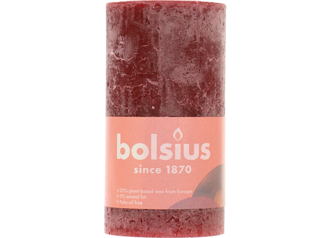 Bolsius Rustieke kaars bordeaux 13cm