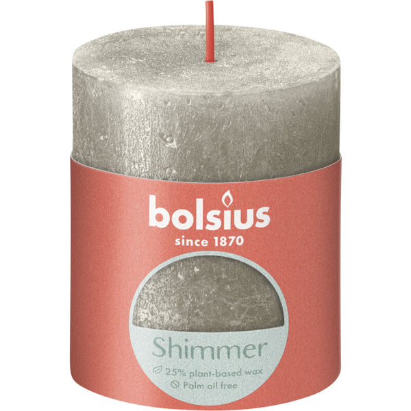 Bolsius Rustieke kaars shimmer champagne 8cm