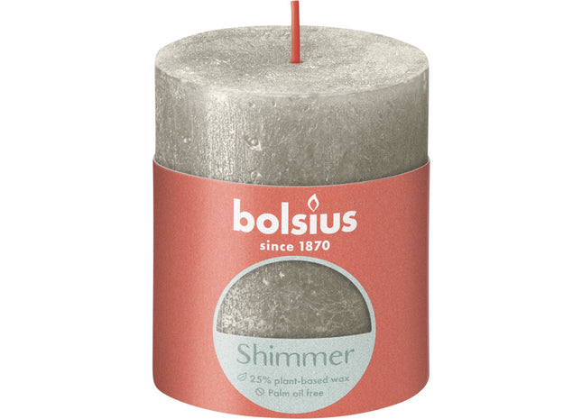 Bolsius Rustieke kaars shimmer champagne 8cm