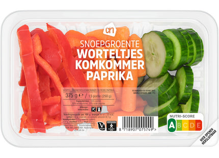 Snoepgroente wortel komkommer paprika