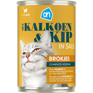 Blik brokjes kip kalkoen